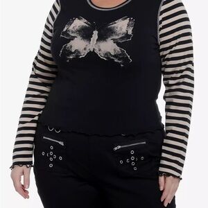 Social Collision Stripe Butterfly long sleeve top size medium